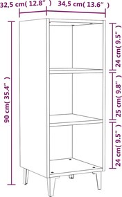 vidaXL Ντουλάπι Καφέ Δρυς 34,5x32,5x90 εκ. Επεξεργασμένο Ξύλο