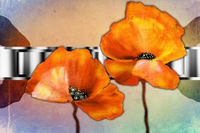 Εικόνα με πορτοκαλί λουλούδια παπαρούνας σε ανατολίτικο στυλ - 60x40