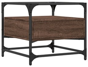 vidaXL Τραπεζάκι Σαλονιού Καφέ Δρυς 50x50x45 εκ. με Γυάλινες Πόρτες