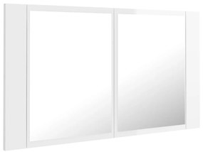 Καθρέφτης Μπάνιου με LED Γυαλιστερό Λευκό 80x12x45εκ. Ακρυλικός - Λευκό