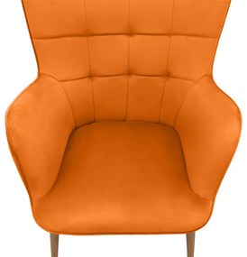 Πολυθρόνα - Μπερζέρα με υποπόδιο Lily Megapap κροκί βελούδο - μεταλλικό πόδι χρώμα φυσικό 70x62x98εκ.