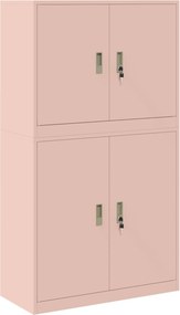 vidaXL Ντουλάπι αποθήκευσης 2 τμχ. Ροζ 90 x 40 x 160 εκ Ατσάλι