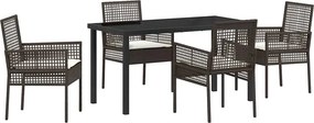 vidaXL Σέτ φαγητού για κήπο 5 pcs Καφέ συνθετικό ρατάν
