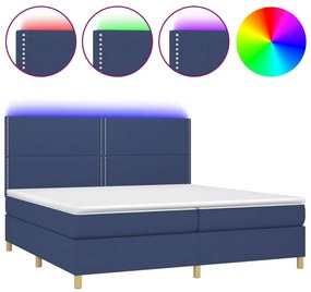 vidaXL Κρεβάτι Boxspring με Στρώμα &amp; LED Μπλε 200x200 εκ. Υφασμάτινο