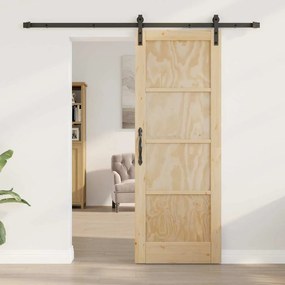 vidaXL Συρόμενη Πόρτα Φυσικό και μαύρο 73.5 x 198.5 εκ.