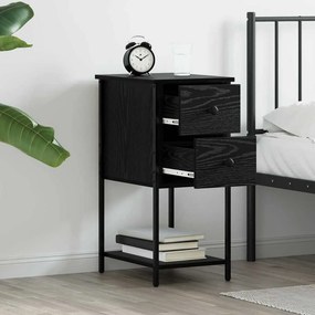 vidaXL Κομοδίνο Μαύρη δρυς 32 x 42 x 70 εκ Επεξεργασμένο ξύλο