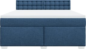 vidaXL Κρεβάτι Boxspring με Στρώμα Μπλε 180x200 εκ. Υφασμάτινο