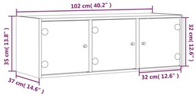 Ντουλάπι Τοίχου Λευκό 102x37x35 εκ. με Γυάλινες Πόρτες - Λευκό