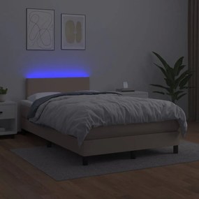 vidaXL Κρεβάτι Boxspring Στρώμα&amp;LED Καπουτσίνο 120x190 εκ. Συνθ. Δέρμα