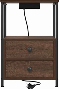vidaXL Κομοδίνο 2 pcs Καφέ δρυς 40 x 31 x 60 εκ. Επεξεργασμένο ξύλο