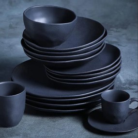 Σερβίτσιο Πιάτων Stoneware Organic Matte Black – Σετ 18τμχ - Porto Brasil