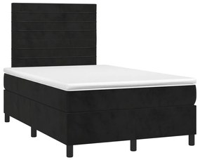 vidaXL Κρεβάτι Boxspring με Στρώμα Μαύρο 120 x 200 εκ. Βελούδινο