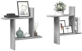 Ραφιέρες Τοίχου 2 τεμ. Γκρι Sonoma 50x12x50 εκ. Επεξ. Ξύλο