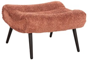 Σκαμπό - Υποπόδιο Kemba HM9606.02 68x58x40cm Με Πόδια Και Μπουκλέ Ύφασμα Pink Wood, Fabric