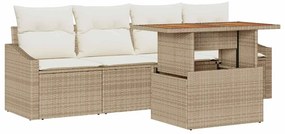 vidaXL Σετ Καναπέ Κήπου με μαξιλάρι 5 pcs Μπεζ Πολυ ράταν