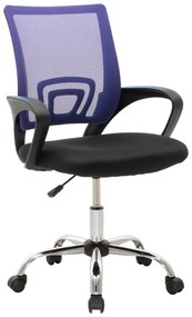 Καρέκλα γραφείου Berto II pakoworld με ανάκλιση ύφασμα mesh σε μπλε-μαύρη απόχρωση και βάση χρωμίου 60x48x85-95εκ