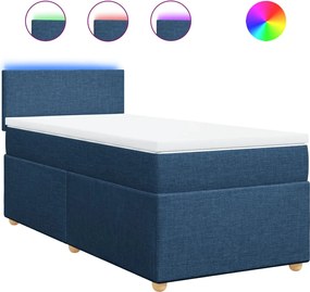 vidaXL Κρεβάτι Boxspring με Στρώμα Μπλε 100 x 200 εκ. Υφασμάτινο