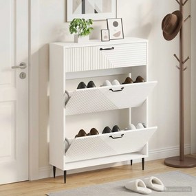 vidaXL Ντουλάπα Παπουτσιών HAARLEM 78 x 24 x 103 εκ. Λευκό
