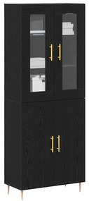 vidaXL Ψηλό Ντουλάπι Μαύρης Δρυός 69.5x34x180 εκ. Μηχανισμένο Ξύλο