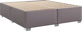 vidaXL Κρεβάτι Boxspring με Στρώμα Γκρι 200x200 εκ. Συνθετικό Δέρμα