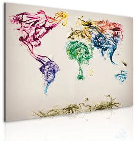 Πίνακας - The World map - colored smoke trails 120x80