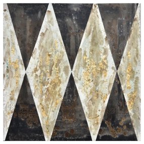 Πίνακας Σε Καμβά Cruth 1 020056 80x80xH3cm Brown-Beize-Gold Τετράγωνοι Ξύλο,Καμβάς