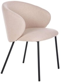 Καρέκλα Isiah HM9615.03 56x56x76cm Με Μεταλλικά Πόδια Beige-Black Μέταλλο,Ύφασμα