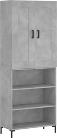 vidaXL Ντουλάπι Γκρι Σκυροδέματος 69,5x34x180 εκ. Επεξεργασμένο Ξύλο