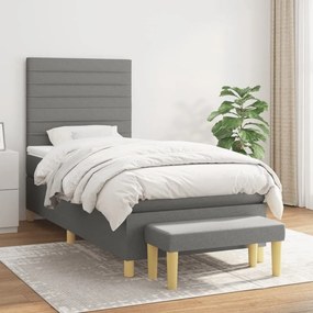 Κρεβάτι Boxspring με Στρώμα Σκούρο Γκρι 80x200 εκ. Υφασμάτινο - Γκρι