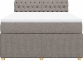 vidaXL Κρεβάτι Boxspring με Στρώμα Taupe 160x200 εκ. Υφασμάτινο