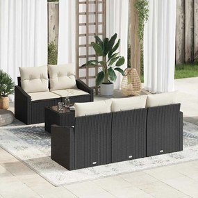 vidaXL Σετ Καναπέ Κήπου με μαξιλάρι 6 pcs Μαύρο, Κρέμα 55 x 55 x 37 εκ