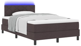 vidaXL Κρεβάτι με Στρώμα & Φωτισμό LED Σκούρο Καφέ 120x190 εκ. Υφάσματος