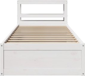 vidaXL Πλαίσιο Κρεβατιού με Κεφαλάρι Λευκό 90 x 190εκ. Μασίφ Πεύκο