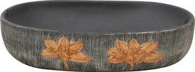 vidaXL Νιπτήρας Οβάλ Γκρι και Μαύρος 59 x 40 x 14 εκ. Κεραμικός
