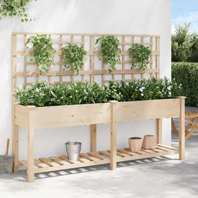 vidaXL Γλάστρα Κήπου Μπεζ 203.5 x 54 x 152.5 εκ. Στερεό ξύλο έλατου