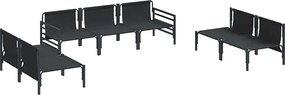 vidaXL Σετ Καναπέ Κήπου με μαξιλάρι 7 pcs Μαύρο Ατσάλι