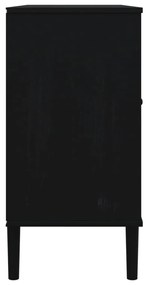 Μπουφές SENJA Μαύρο / Ρατάν 112 x 40 x 80 εκ. Μασίφ Ξύλο Πεύκου - Μαύρο