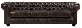 CHESTERFIELD 689 Καναπές 4Θέσιος Σαλονιού Καθιστικού, Δέρμα Απόχρωση Καφέ 241x92x74cm