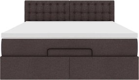 vidaXL Οθωμανικό κρεβάτι με στρώμα Σκούρο καφέ 140x200cm ύφασμα