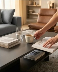 Stewehome Τραπέζι σαλονιού ορθογώνιο με ράφι μοντέρνου στιλ 120x60x60 cm