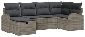 vidaXL Σετ Καναπέ Κήπου με μαξιλάρι 6 pcs Γκρι Πολυ ράταν