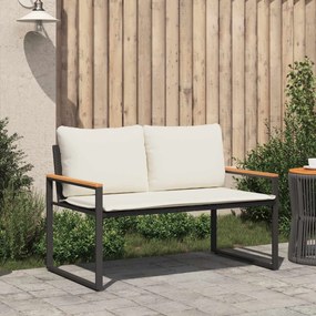 vidaXL παγκάκι Μαύρο και Κρεμ Λευκό 115 x 65 x 72 εκ. Ρατάν