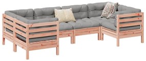 vidaXL Καναπές Κήπου Σετ 6 Τεμ. Μασίφ Ψευδοτσούγκα Ελάτης Μαξιλάρια