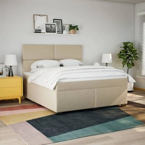 vidaXL Κρεβάτι Boxspring με Στρώμα Κρεμ 180x200 εκ. Υφασμάτινο