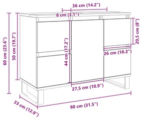 ΝΤΟΥΛΑΠΙ ΜΠΑΝΙΟΥ SONOMA ΔΡΥΣ 80 X 33 X 60 ΕΚ. ΑΠΟ ΕΠΕΞΕΡΓ. ΞΥΛΟ 849684