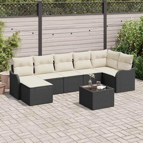 vidaXL Σετ Καναπέ Κήπου με μαξιλάρι 8 pcs Μαύρος, λευκός Πολυ ράταν