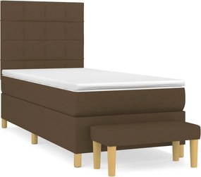 vidaXL Κρεβάτι Boxspring με Στρώμα Σκούρο Καφέ 80x200 εκ. Υφασμάτινο