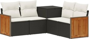vidaXL Σετ Καναπέ 5 τμχ. Μαύρο και Κρεμ Λευκό 176 x 176 x 85 εκ