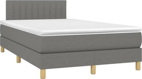 vidaXL Κρεβάτι Boxspring με Στρώμα Σκούρο Γκρι 120x200 εκ. Υφασμάτινο