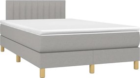 vidaXL Κρεβάτι Boxspring με Στρώμα &amp; LED Αν.Γκρι 120x200 εκ Υφασμάτινο